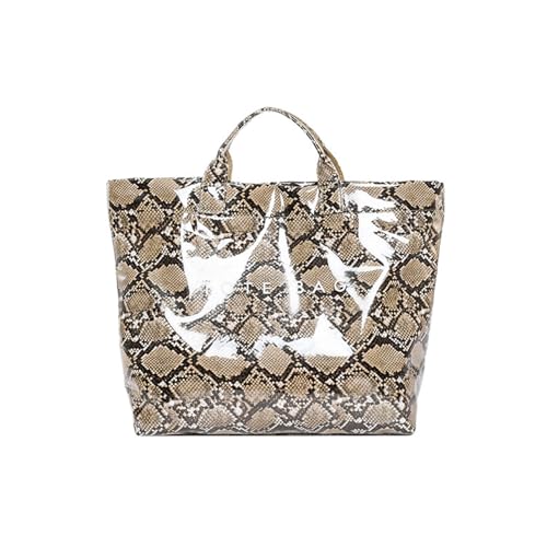 Damen PVC Top Griff Tasche mit großer Kapazität Tierdruck Pendler Handtasche geeignet für Büro und Freizeit Aktivitäten Stilvolle Arbeitstasche, khaki, One Size von PLCPDM