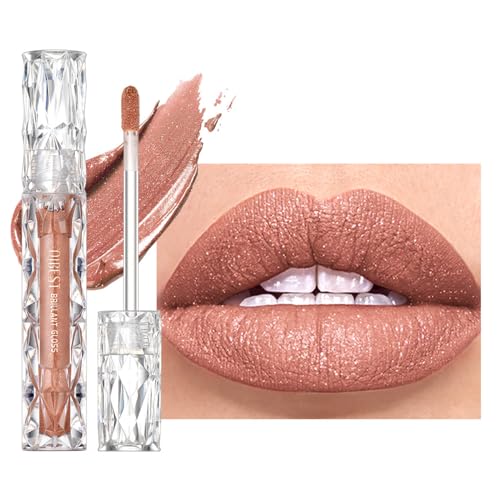 Diamond Matte Nude Lipgloss Glitter Metallic Liquid Lipstick Glitter Shimmery High Lip Gloss von PLCPDM