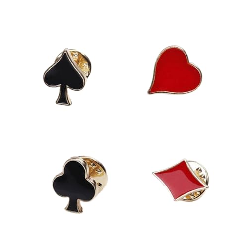 Elegantes Poker-Karten-Anstecknadel-Set, stilvolle Accessoires, Anzug, Kleid, Dekoration, Brosche, Abzeichen, Geschenk für Männer und Frauen, 4 Stück, Siehe Abbildung von PLCPDM