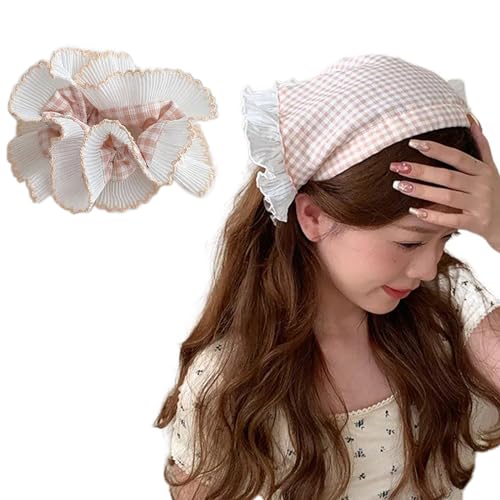 Elegantes kariertes Kopftuch, Haargummi-Set, ländlicher Haarschal, Bandannas, Haarseil, Turban-Haarband, Frauen-Foto-Kopfschmuck von PLCPDM
