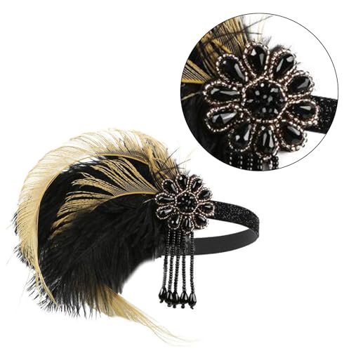 Feder-Stirnband für Damen, handgefertigt, Kopfbedeckung für Damen, Party-Kopfschmuck, brüllende 1920er-Jahre-Kunst-Party-Haarbänder für Mädchen von PLCPDM