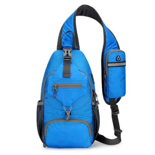 Große Brusttasche für Herren, Nylon, Umhängetasche, lässiger Tagesrucksack, Outdoor-Schulterrucksack, Brusttasche, königsblau von PLCPDM