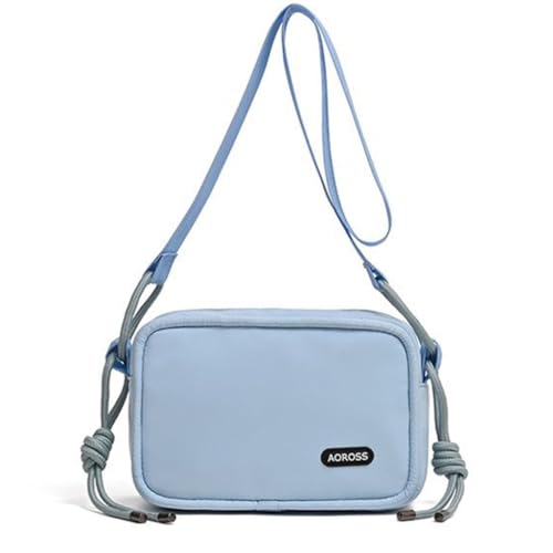 Harajuku Umhängetasche für Damen, klein, quadratisch, einfache Kuriertasche, lässige Handtasche und Geldbörse, japanischer Stil, blau von PLCPDM
