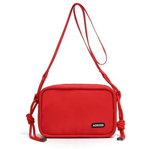 Harajuku Umhängetasche für Damen, klein, quadratisch, einfache Kuriertasche, lässige Handtasche und Geldbörse, japanischer Stil, rot von PLCPDM