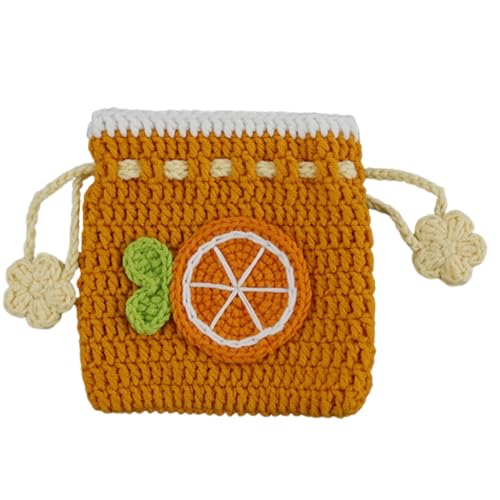 Kleine Geldbörse für Kleingeld, gestrickt, handgewebt, Aufbewahrungstasche, schöne Münzbörse, Häkeltasche, Kleingeldtasche für Mädchen und Frauen, Orangenscheiben von PLCPDM