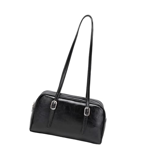 Kreative PU-Unterarm-Umhängetasche für Damen und Mädchen, für den täglichen Pendler, unverzichtbar, geräumige Kissen, lässige Handtasche, moderne Arbeits-Umhängetasche, Schwarz , One Size von PLCPDM