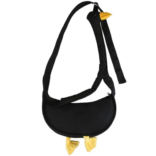 Lustige Tier-Brusttasche, niedliche Cartoon-Schultertasche, Umhängetasche, einzigartige Canvas-Handtasche, Kuriertasche, Schwarz von PLCPDM