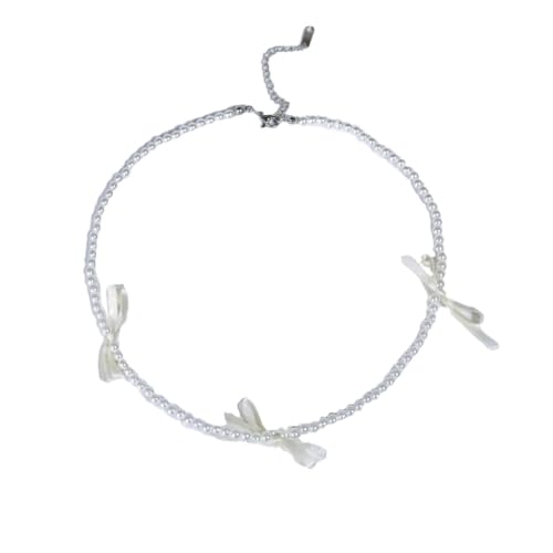 Modische Halskette mit Schleife, süße Perlen, Schlüsselbeinkette, Statement-Schmuck, Halskette für Mädchen, Wie abgebildet von PLCPDM