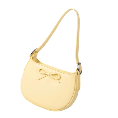 Modische Handtasche, kreative Schultertasche mit Schleifen, Ornament, lässige Unterarmtaschen für Frauen, die Mode und Stile suchen, trendige Clutch, gelb, One Size Modische Handtasche, kreative Schultertasche mit Schleifen, Ornament, lässige Unterarmtaschen für Frauen, die Mode und Stile suchen, trendige Clutch, gelb, One Size von PLCPDM