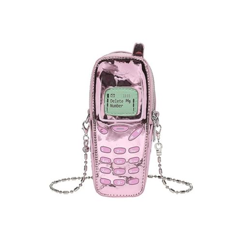 Niedliche digitale Handy-Geldbörse aus PU-Leder, Umhängetasche, lustige Crossbody-Geldbörsen mit abnehmbarer Kette für Damen, rose von PLCPDM