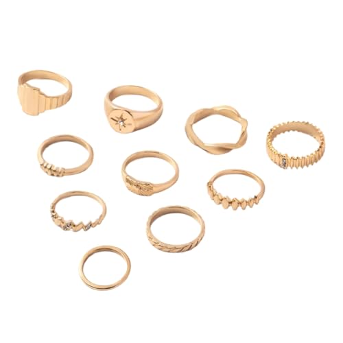 PLCPDM 10pcs Stylish Star Inspirierte Ringe Set Geometrischer Schmuck Für Mode Enthusiasten Everyday Wear Finger Accessoires Acht Spitze Sternenring Set von PLCPDM