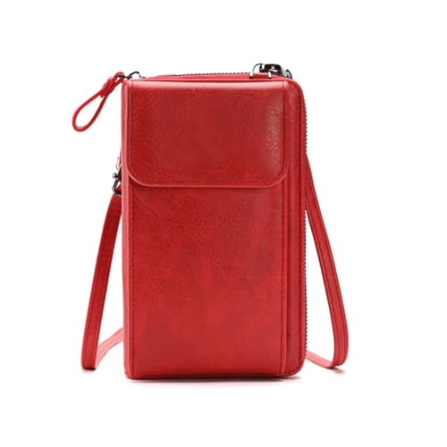 PLCPDM 2023 Modische Umhängetasche, Handytasche, Mädchen, Damen, Haspe, Schultertasche, Leder, Kartenhalter, Diebstahl, rot von PLCPDM