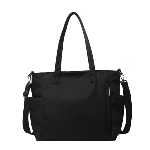 PLCPDM 2024 Einkaufstasche, Schultertaschen, große Kapazität, Kuriertasche, Nylon, Crossbody-Tasche für Mädchen, Studenten, Schultasche, Handtasche, Schwarz von PLCPDM