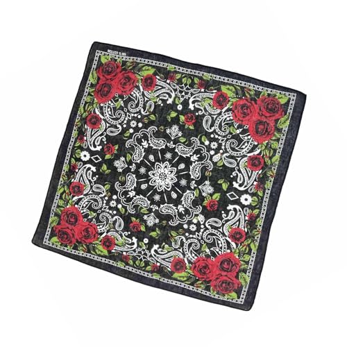 PLCPDM 21'' Rose Muster Bandana Kopf Schal Für Frauen Männer Platz Turban Kopf Schal Punk Kopf Wrap Kopfbedeckung von PLCPDM