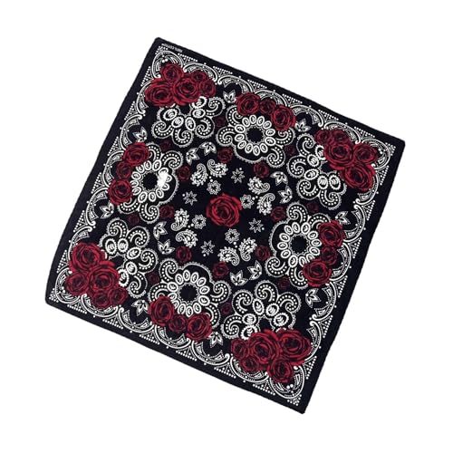 PLCPDM 21'' Rose Muster Bandana Kopf Schal Für Frauen Männer Platz Turban Kopf Schal Punk Kopf Wrap Kopfbedeckung von PLCPDM