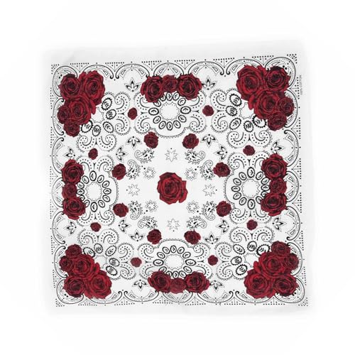 PLCPDM 21'' Rose Muster Bandana Kopf Schal Für Frauen Männer Platz Turban Kopf Schal Punk Kopf Wrap Kopfbedeckung von PLCPDM