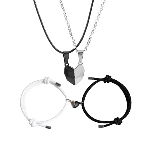 PLCPDM 4 passende Halsketten für Paare, magnetische Handgelenkkette, Charm-Schmuck, Siehe Abbildung von PLCPDM
