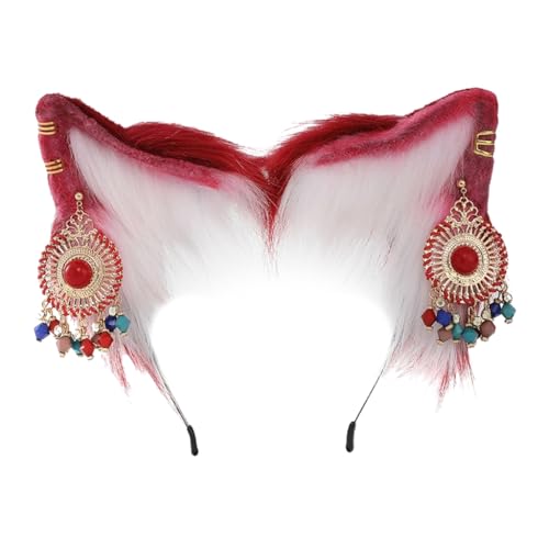 PLCPDM Anime-Cosplay-Requisiten, Katzenhaarreif, pelziges Haarstyling mit Schmuck für Halloween, Stirnband, pelziges Kätzchen, Karneval von PLCPDM