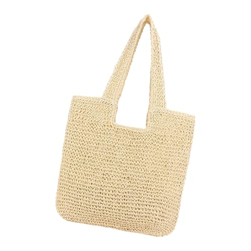 PLCPDM Atmungsaktive, handgewebte Strohtasche für Damen, geräumige Strandtasche, Handtasche mit bequemem Schultergurt für Urlaub, große Kapazität, Strandhandtasche, beige, One Size PLCPDM Atmungsaktive, handgewebte Strohtasche für Damen, geräumige Strandtasche, Handtasche mit bequemem Schultergurt für Urlaub, große Kapazität, Strandhandtasche, beige, One Size von PLCPDM