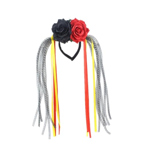 PLCPDM Auffälliger Skelettkopf-Haarreif mit floralen Verzierungen, Haarband, Dekoration für Themenfeiern von PLCPDM