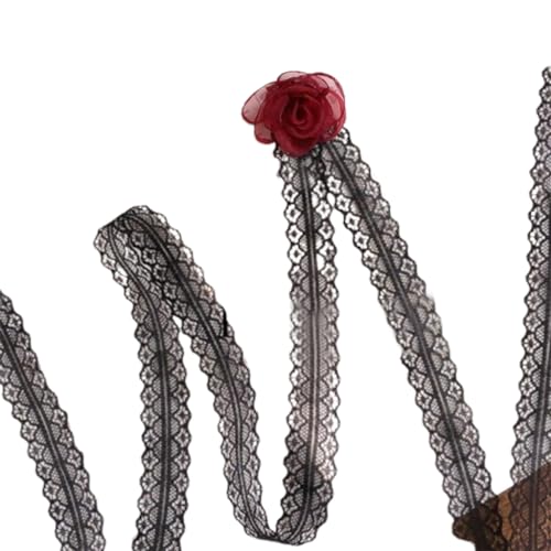 PLCPDM Blumenhalsband mit Spitzenband für Damen, handgeknüpfte Blumen-Halskette, Punk-Halsbekleidung für Frauen, Nachtclub-Choker-Halskette PLCPDM Blumenhalsband mit Spitzenband für Damen, handgeknüpfte Blumen-Halskette, Punk-Halsbekleidung für Frauen, Nachtclub-Choker-Halskette von PLCPDM