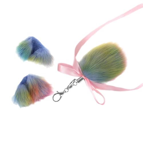 PLCPDM Buntes Ohr-Haarspange mit Schwanz, Schlüsselanhänger-Set, modische Schlüsselverzierung, Katzenohr-Haarspange, Cosplay-Spielzeug, perfektes Geschenk für Frauen und Mädchen von PLCPDM