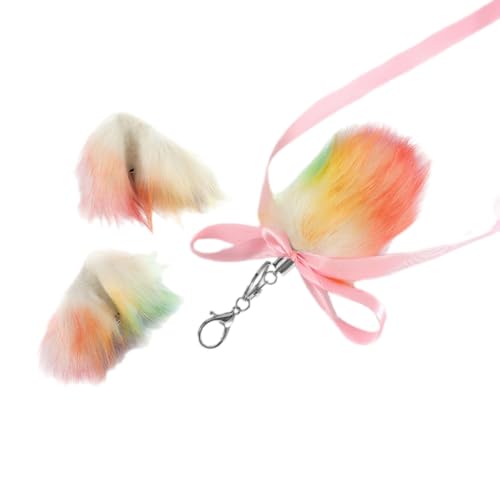 PLCPDM Buntes Ohr-Haarspange mit Schwanz, Schlüsselanhänger-Set, modische Schlüsselverzierung, Katzenohr-Haarspange, Cosplay-Spielzeug, perfektes Geschenk für Frauen und Mädchen von PLCPDM