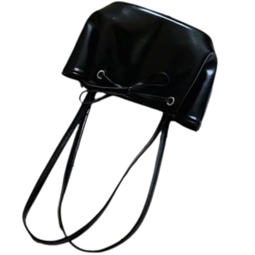 PLCPDM Damen-Achseltasche, PU-Leder, Schultertasche, modische Schleife, Handtasche, Unterarmtasche, Einkaufstasche, Dating-Tasche, Eimertasche, Schwarz von PLCPDM