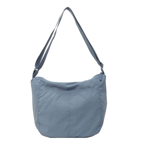 PLCPDM Damen-Umhängetasche, Nylon, große Kapazität, Kuriertasche, Schüler, Schultasche für den täglichen Gebrauch, blau von PLCPDM