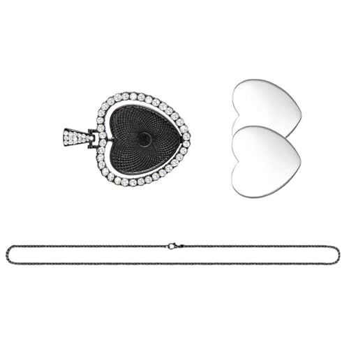 PLCPDM Doppelseitiger Herz Anheizt Halskette Set Rotierende Inlay Tablettschmuck Die Accessoires Für Modische Frauen Mädchen Machen von PLCPDM