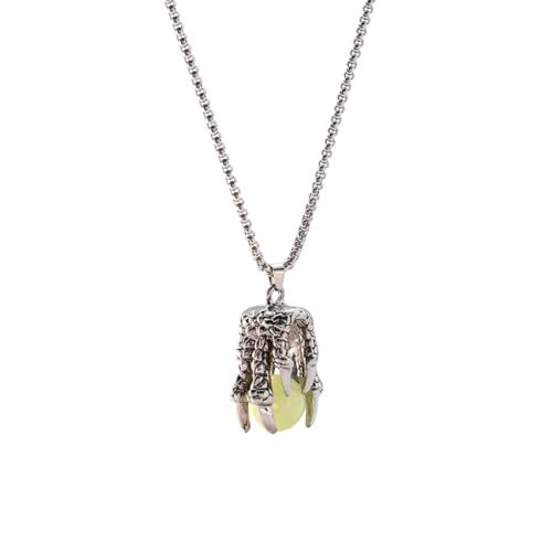 PLCPDM Drachenperlenanhänger Halskette mit Leuchteffekt Natürliche runde Steine Schlüsselbeinkette Gothic Stil Halskette Ornament, Wie abgebildet von PLCPDM