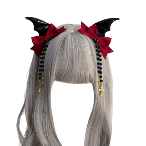 PLCPDM Dunkle Haarspange für Mädchen, schwarze Frisuren, Teufelsflügel, Haarspange, Schleife, Fledermausflügel, vielseitige Haarspangen von PLCPDM