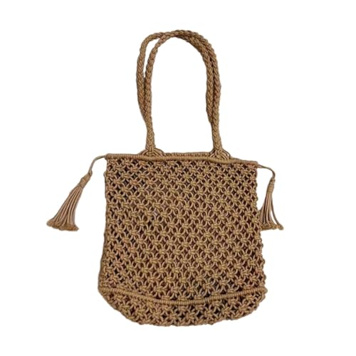 PLCPDM Einfache Geldbörse, lässige kleine Tasche, Baumwolle, gewebte Tasche, moderne Stricktasche, Baumwolle, Schultertasche, hohle Designs, Tasche, Geschenk, coffee von PLCPDM