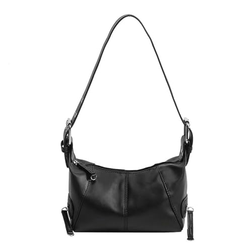 PLCPDM Einfarbige Achseltasche für Damen und Mädchen, stilvolle Pendlertasche, Retro-Schultertasche, PU-Leder, Unterarmeinkauf, Achselhöhle, einfarbig, Handtasche, passend zu Schultern, Unterarm von PLCPDM