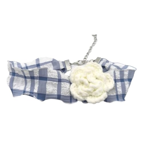 PLCPDM Einzigartige Blumen-Choker-Halskette mit Gitterband und verstellbarer Länge, modisches Accessoire, Geschenk für Frauen und Mädchen, Tail chain 1, Wie abgebildet von PLCPDM