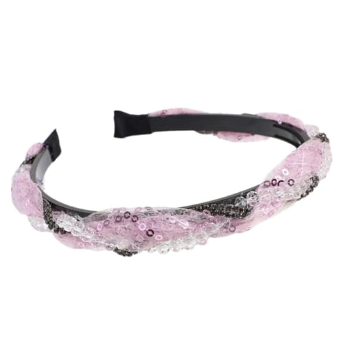 PLCPDM Elegantes Highskull Haarband mit Strasssteinen, Nieten, französisches Netzgewebe, Spitzen-Haarreif für weibliche Haarstyling-Dekorationen von PLCPDM