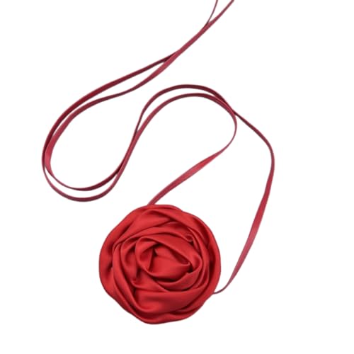 PLCPDM Exquisite Stoff-Rosen-Halskette, zartes Blumenhalsband, vielseitiger Halsschmuck für Partys, Geburtstage und Hochzeiten, Siehe Abbildung von PLCPDM