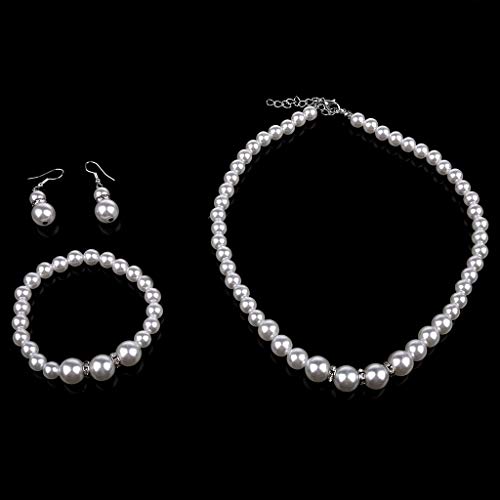 PLCPDM Exquisites Perlen-Armband, Halskette, Ohrringe, Set, modischer Perlenschmuck, passend für Geburtstag, Muttertag, 3 Stück, Siehe Abbildung von PLCPDM
