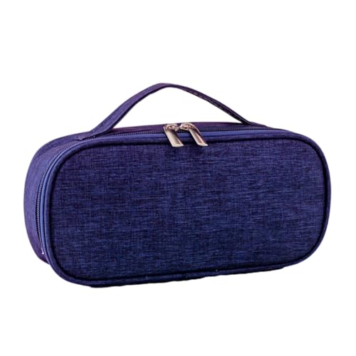 PLCPDM Federmäppchen, großes Fassungsvermögen, Federmäppchen, Oxford-Stoff, Federmäppchen mit Griff, ästhetisches Federmäppchen, Schreibwaren-Organizer, navy, Taschen-Organizer von PLCPDM