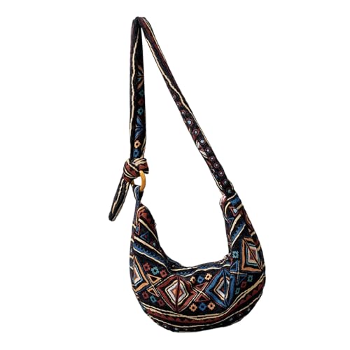 PLCPDM Frauen Tasche Leinwand Crossbody Pendeln Ethnische Stile Schulter Trendige Boten Für Reisen Täglich Gebrauch Frauen Ethnische Stile Schulterpendelpendel Handtasche Leinwand Crossbody von PLCPDM