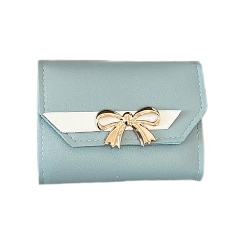 PLCPDM Geldbörse für Kreditkarte, Kleingeld, Münzgeldbörse für Damen und Mädchen, modisch, PU, Clutch, dreifach gefaltete Geldbörse, blau von PLCPDM