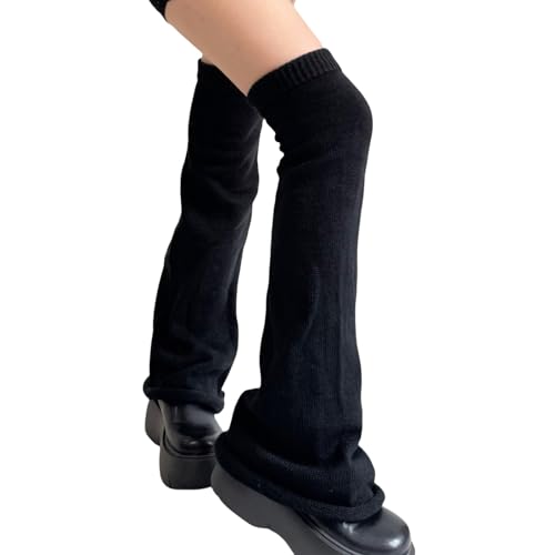 PLCPDM Gestrickte Beinwärmer Über Dem Knie Für Den Täglichen Gebrauch Einfarbig Ausgestellte Oberschenkelhohe Beinstulpen Für Damen Socken Streetwear von PLCPDM