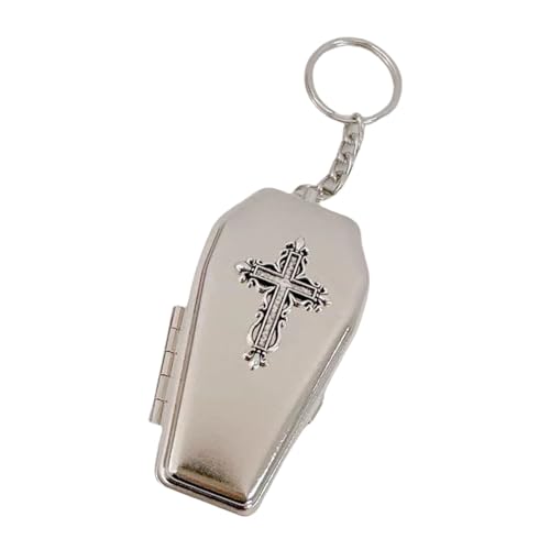 PLCPDM Gothic Coffin Keychain Einzigartiger Schlüsselhalter Anhänger Halskette Metall Textur Perfekt Für Mode Enthusiasten Und Tägliche Verwendung von PLCPDM
