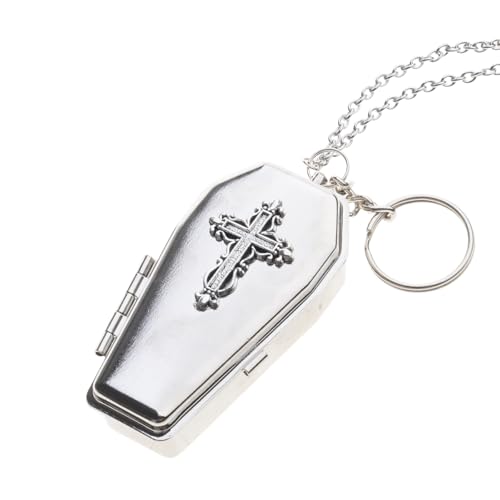 PLCPDM Gothic Coffin Keychain Einzigartiger Schlüsselhalter Anhänger Halskette Metall Textur Perfekt Für Mode Enthusiasten Und Tägliche Verwendung von PLCPDM