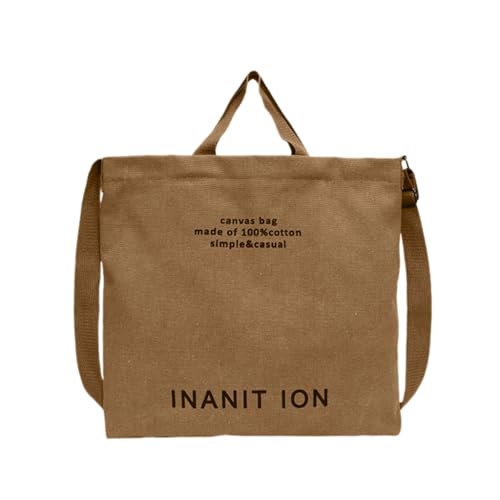 PLCPDM Große Kapazität Tragegriff oben für Damen, modische Umhängetasche aus Segeltuch, lässige Umhängetasche für den täglichen Gebrauch, coffee, Without pendant von PLCPDM