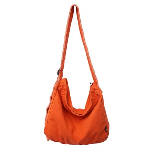 PLCPDM Grunge-Tasche für Damen, lässige Umhängetasche, große Kapazität, Umhängetasche, Schultasche, Segeltuch, Kuriertasche, Einkaufstasche, Orange von PLCPDM