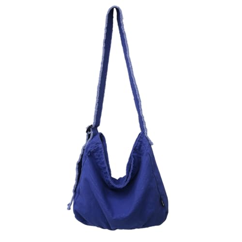 PLCPDM Grunge-Tasche für Damen, lässige Umhängetasche, große Kapazität, Umhängetasche, Schultasche, Segeltuch, Kuriertasche, Einkaufstasche, blau von PLCPDM