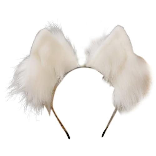 PLCPDM Haarreif mit Katzenohren und Schwanz, Kunstfell, Haarschmuck für Mädchen und Damen, Urlaubs-Kopfbedeckung von PLCPDM