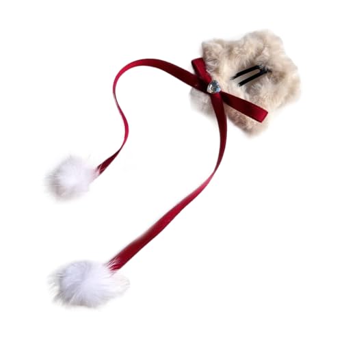 PLCPDM Haarspange für Mädchen, pelziges Herz, süße Mädchen-Haarspange, Kopfbedeckung, Pompons, Zubehör für Frauen und Mädchen von PLCPDM