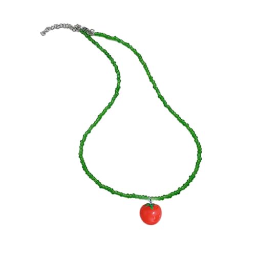 PLCPDM Halskette mit Anhänger Kirsche / Erdbeere / Tomate / Schlüsselbeinkette, einfache handgefertigte Perlen-Halskette, Statement-Schmuck, Siehe Abbildung von PLCPDM